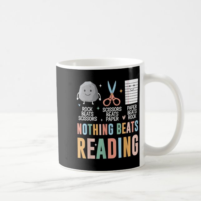 Nothing Beats Reading Rock Paper Scissors Funny Bo Coffee Mug (Right)