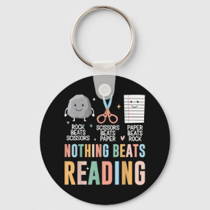 Nothing Beats Reading Rock Paper Scissors Funny Bo Key Ring