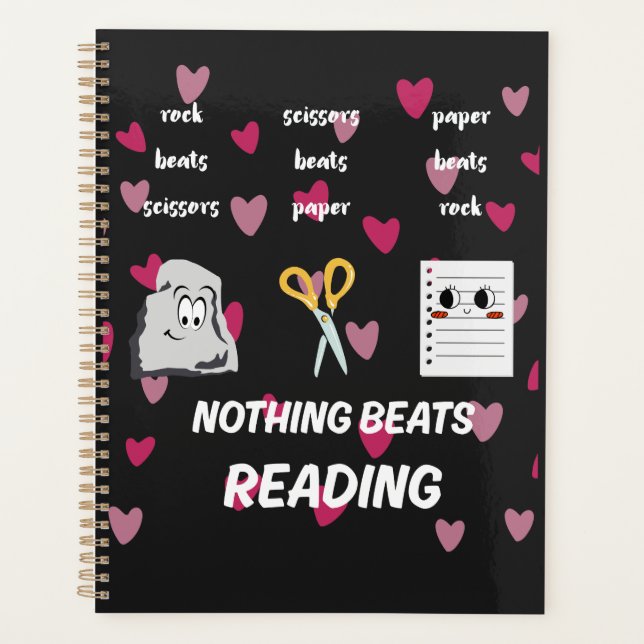Nothing Beats Reading Rock Paper Scissors Planner (Front)