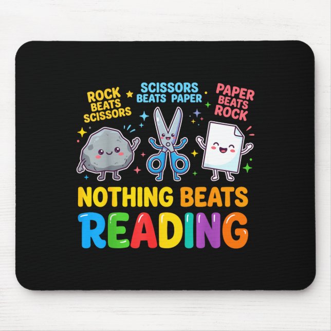 Nothing beats reading rock paper scissors reading mouse mat (Front)