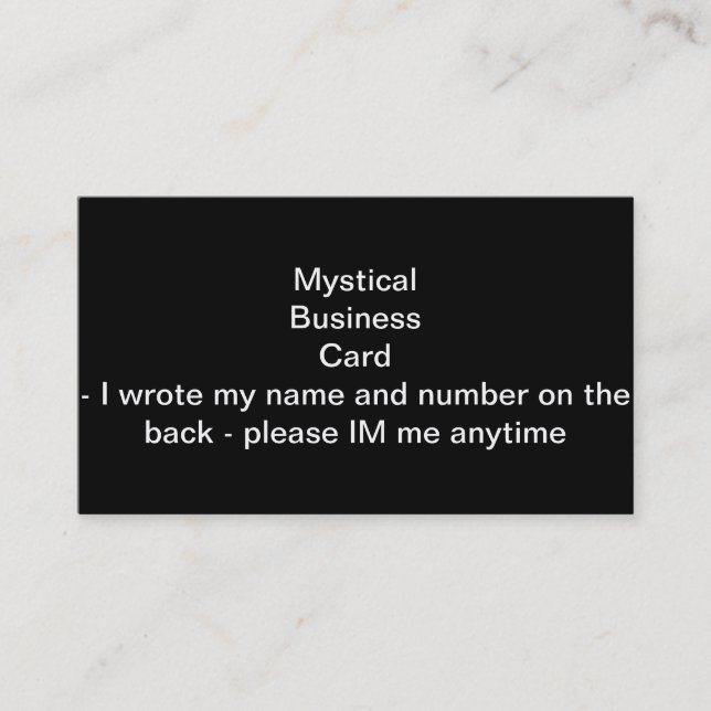 Nothing But Colour - Everything Black - Only Black Business Card (Front)