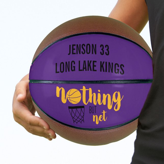 Nothing but Net Purple and Gold Personalised Basketball (Creator Uploaded)