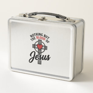 Nothing But The Blood Of Jesus Vintage Cross Shirt Metal Lunch Box