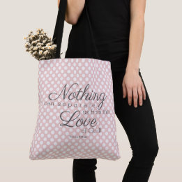 Nothing can separate us.... pink white polka-dots tote bag