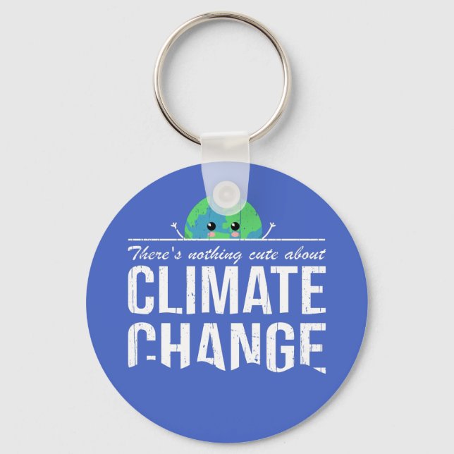 Nothing cute about climate change: drowning Earth Key Ring (Front)
