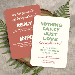 Nothing Fancy Bold Modern Type Earth Tones Wedding Invitation