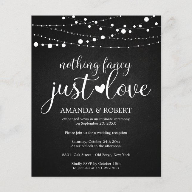 Nothing Fancy Chalk Budget Wedding Invitations (Front)