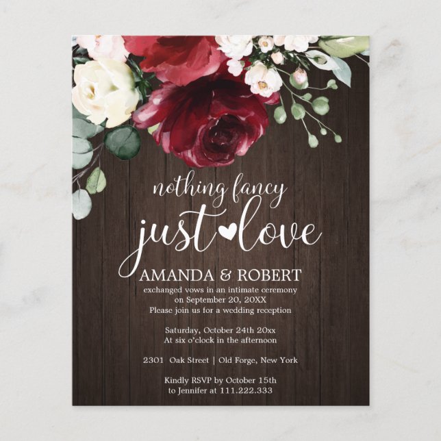 Nothing Fancy Cheap Rustic Wedding Invitations (Front)