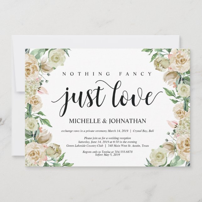 nothing fancy, Elopement Reception Invitation Card (Front)