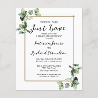 Nothing Fancy Greenery Budget Wedding Invitation