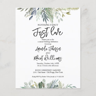 Nothing Fancy Greenery Budget Wedding Invitation