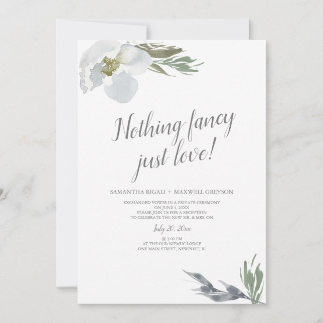 Nothing Fancy Just Lo Cool Watercolor Florals Invitation (Front)