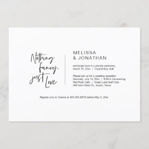 Nothing Fancy, Just Love, Black, Elopement Invitation