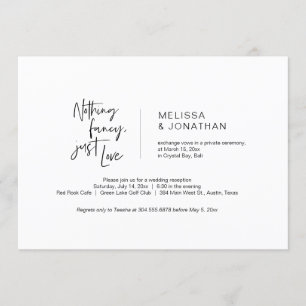 Nothing Fancy, Just Love, Black, Elopement Invitation