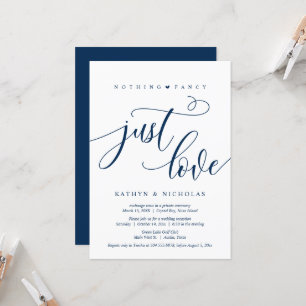 Nothing Fancy, Just Love, Black, Wedding Elopement Invitation