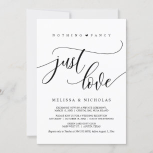Nothing Fancy, Just Love, Black, Wedding Elopement Invitation