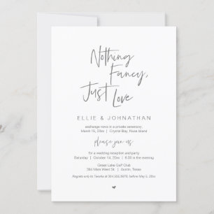 Nothing Fancy Just Love, Black, Wedding Elopement Invitation