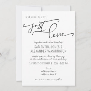 Nothing Fancy Just Love Black & White RSVP QR Code Invitation