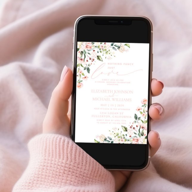 Nothing Fancy Just Love Blush Pink Photo Wedding Invitation (Creator Uploaded)