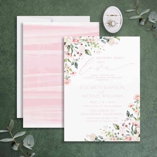Nothing Fancy Just Love Blush Pink Wedding Invitation (Creator Uploaded)