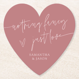 Nothing Fancy Just Love Blush Pink Wedding Paper Coaster