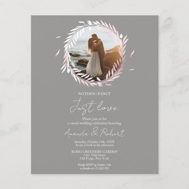 Nothing Fancy Just Love Budget Wedding Invitation (Front)