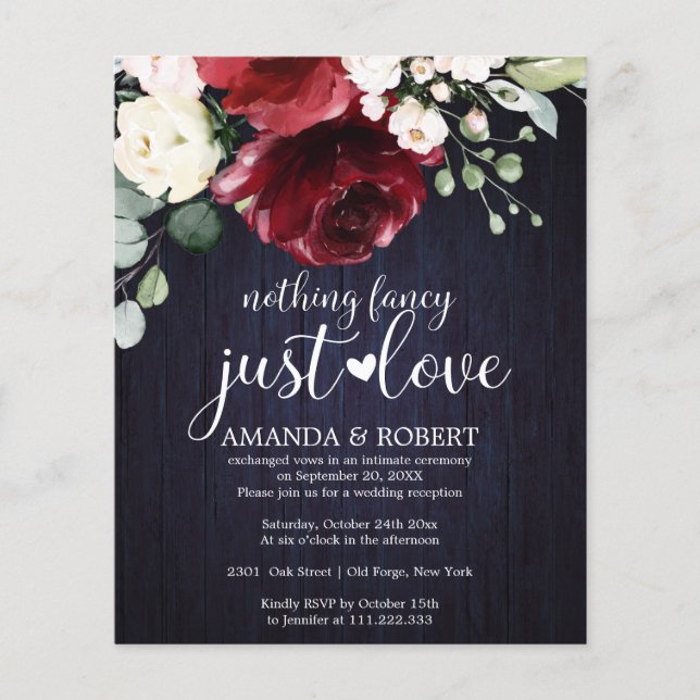 Nothing Fancy Just Love Budget Wedding Invitations (Front)