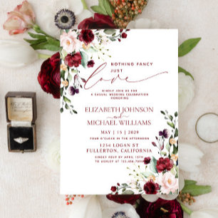 Nothing Fancy Just Love Burgundy Casual Wedding Invitation