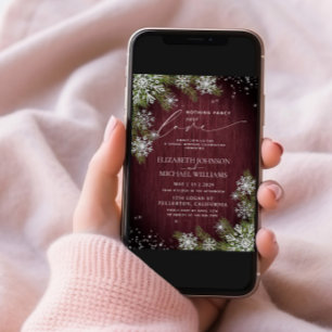 Nothing Fancy Just Love Burgundy Wood Casual Invitation