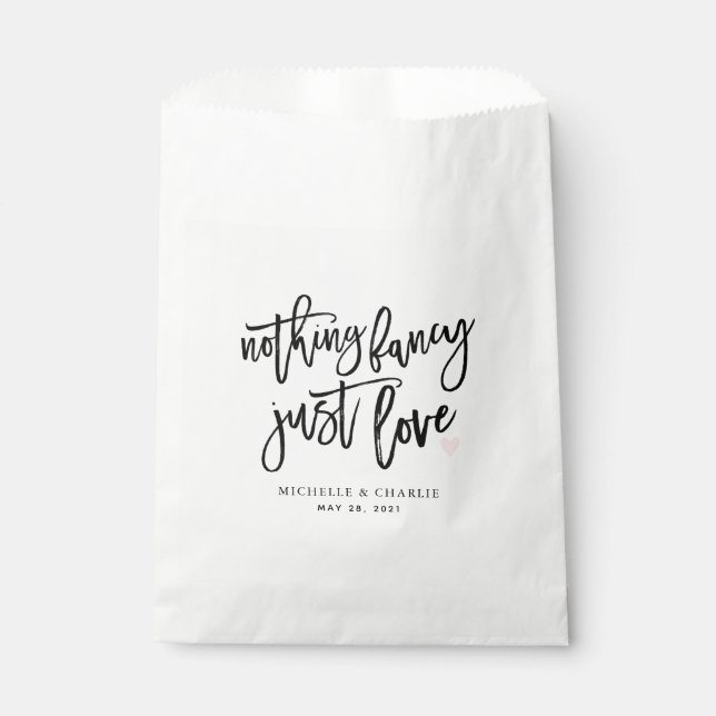 Nothing fancy just love casual Wedding Favour Bags (Front)