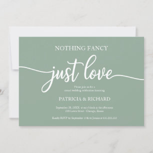 Nothing Fancy Just Love Casual Wedding Green Sage  Invitation