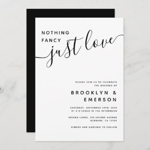 Nothing Fancy Just Love Casual Wedding Invitation