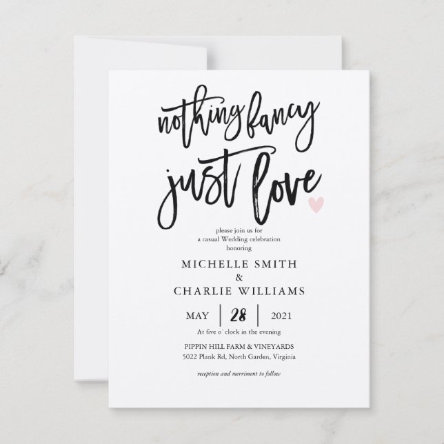 Nothing fancy just love casual Wedding Invitation (Front)