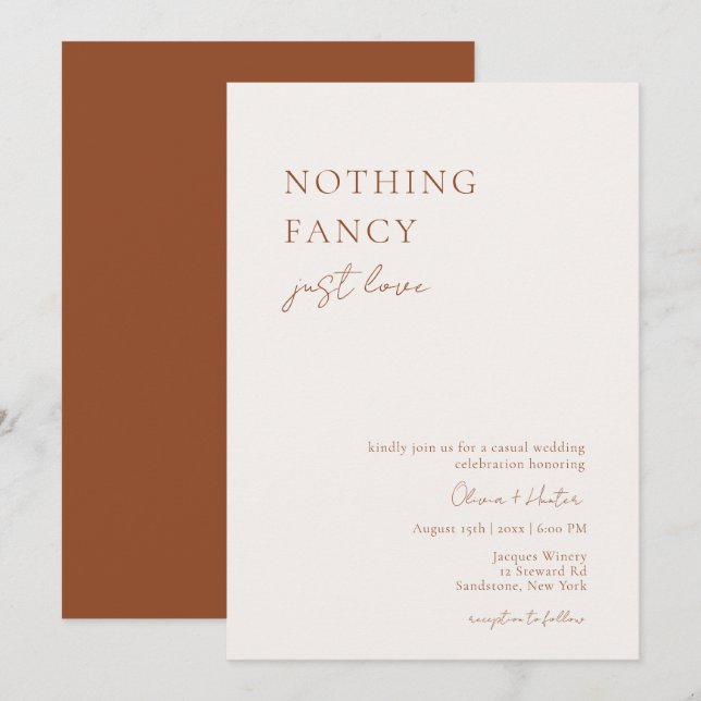 Nothing Fancy, Just Love Casual Wedding invitation (Front/Back)