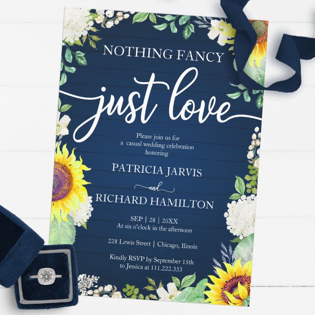 Nothing Fancy Just Love Casual Wedding Sunflowers Invitation (Creator Uploaded)