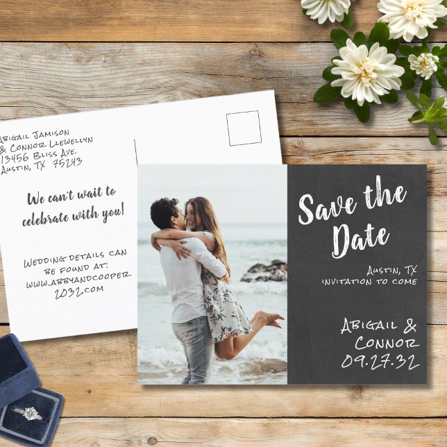 Nothing Fancy Just Love Chalkboard Save the Date Announcement Postcard (Creator Uploaded)