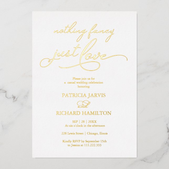 Nothing Fancy Just Love Chic Script Wedding (Front)
