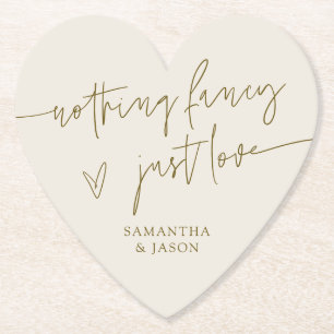 Nothing Fancy Just Love Cream Wedding Paper Coaster