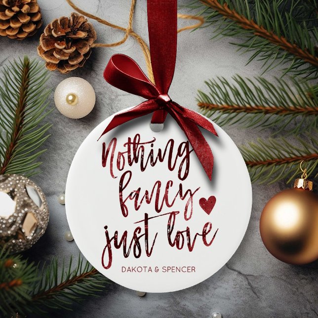 Nothing Fancy Just Love | Dark Crimson Red Wedding Ceramic Tree Decoration (Creator Uploaded)