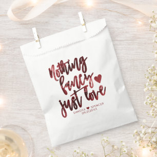 Nothing Fancy Just Love   Dark Crimson Red Wedding Favour Bags