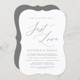 Nothing Fancy Just Love, Dark Grey, Wed Elopement Invitation