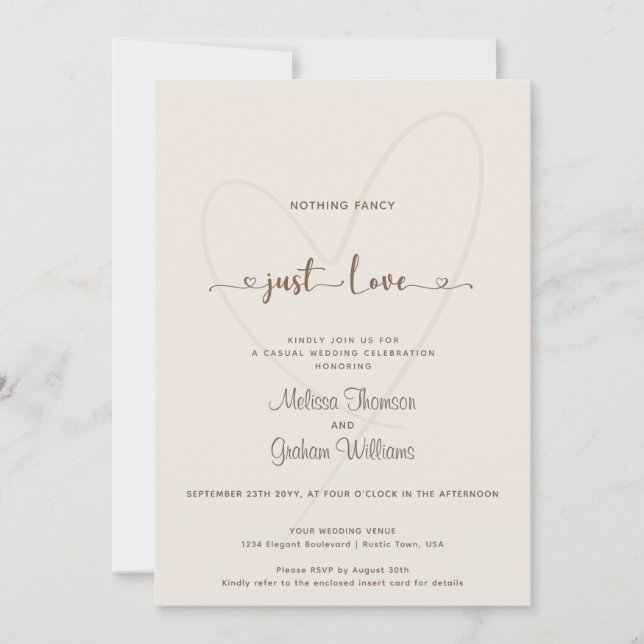 Nothing fancy Just Love desert beige wedding Invitation (Front)