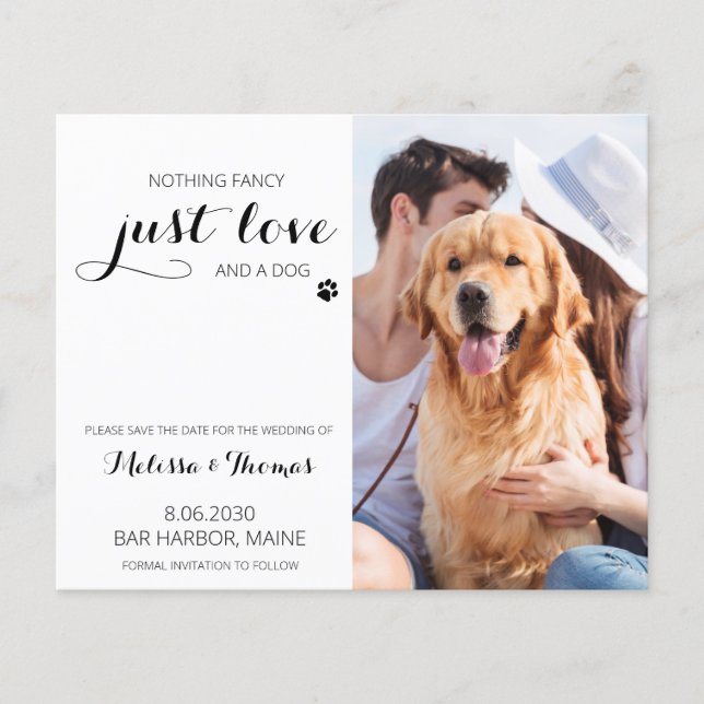 Nothing Fancy Just Love Dog Save The Date Postcard (Front)