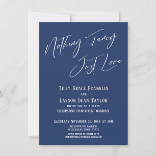Nothing Fancy, Just Love Elegant Typography Navy Invitation