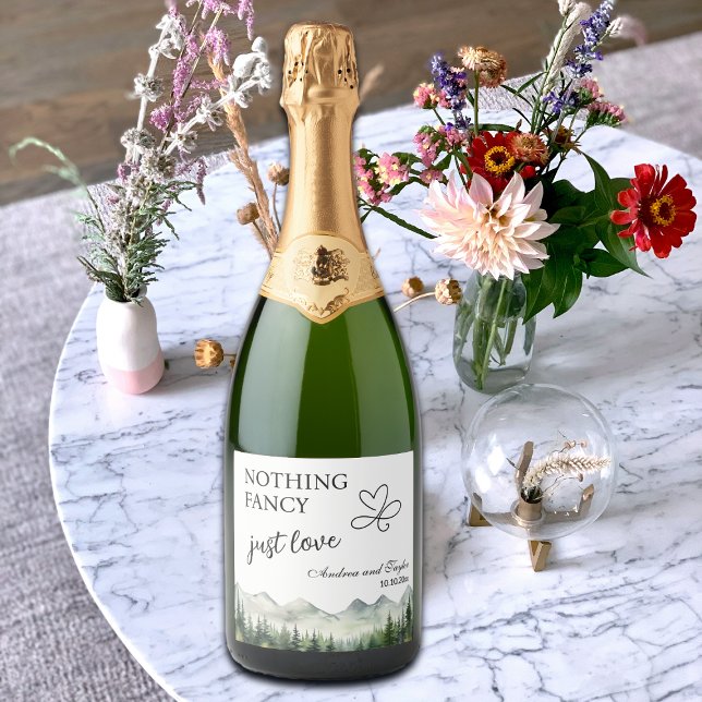 Nothing Fancy Just Love Elegant Wedding Sparkling Wine Label (Creator Uploaded)