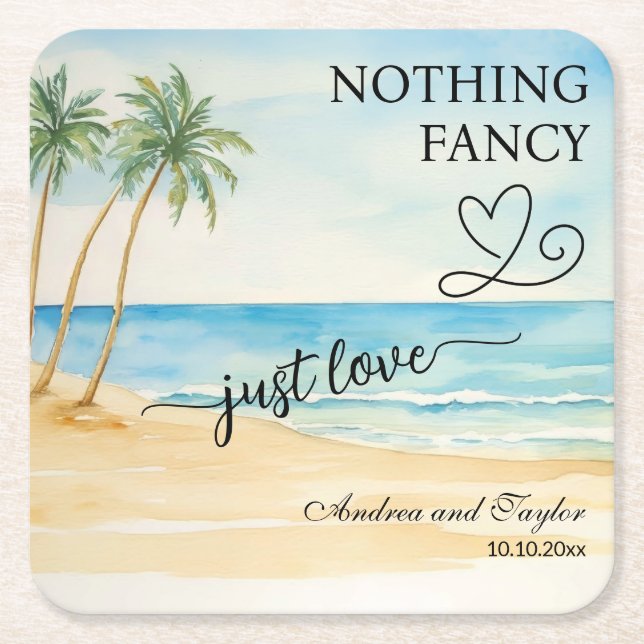 Nothing Fancy Just Love Elegant Wedding Square Paper Coaster (Front)