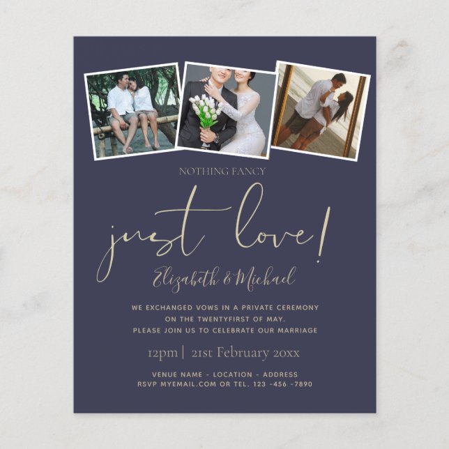 Nothing Fancy Just Love Elopement Announcement (Front)