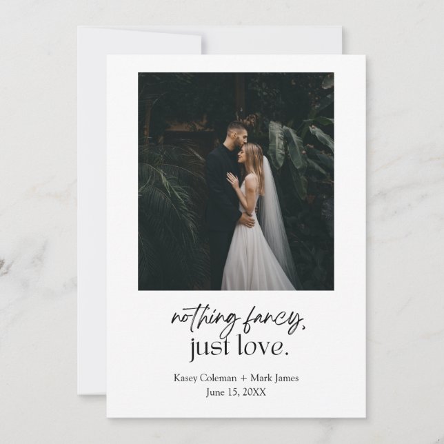 Nothing Fancy, Just Love Elopement Announcement (Front)
