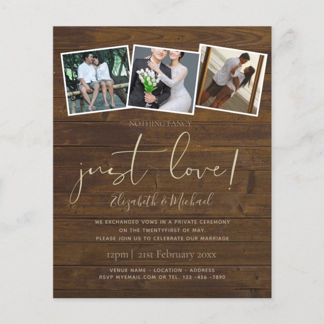 Nothing Fancy Just Love Elopement Announcement (Front)
