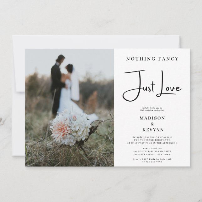 Nothing Fancy Just Love Elopement Photo Invitation (Front)